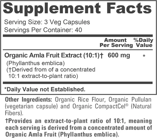 Vista 4 de NusaPure Cápsulas orgánicas de Amla 600 mg, 120 cápsulas vegetales (USDA, veganas, sin OMG)