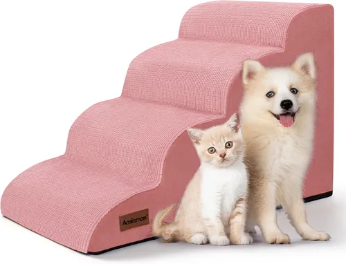 Vista 20 de Aodisman Escaleras para perros y gatos pequeños,Rampa para mascotas de 3 Beige