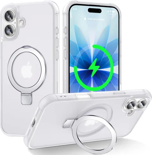 Vista 96 de CHAOFEnG Funda magnética compatible con iPhone 11 con soporte, prueba de caídas de grado militar, compatible con imán, anillo translúcido, parte