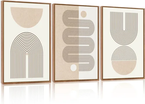 Vista 26 de CHDITB Juego de arte abstracto en lienzo enmarcado moderno para pared, ilustraciones contemporáneas para decoración del hogar, pintura de pared