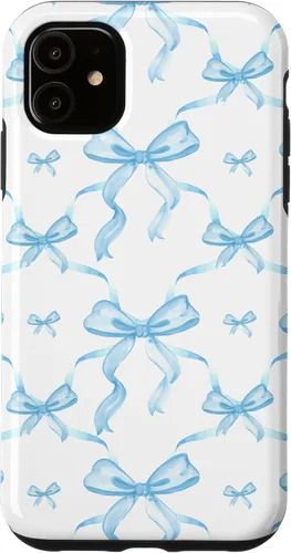 Vista 8 de Cintas y lazos estéticos de color azul claro para iPhone 16 en estuche de acuarela