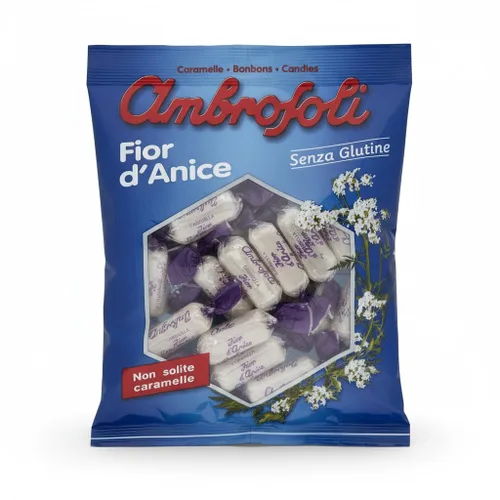 Vista 3 de Ambrosoli Caramelo de anís hecho en Italia – Caramelo duro de anís envuelto individualmente – Caramelos italianos "Fior d'Anice" (5.29 oz 5.29 oz)