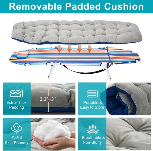 Vista 4 de Slsy Catre de camping plegable para adultos con almohadilla, catres de dormir portátiles acolchados, cama de campamento con bolsa de transporte