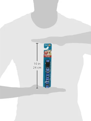 Vista 3 de Aspen Pet 11464 Collar para mascotas, 5/8 x 10 a 14 pulgadas, azul arlequín