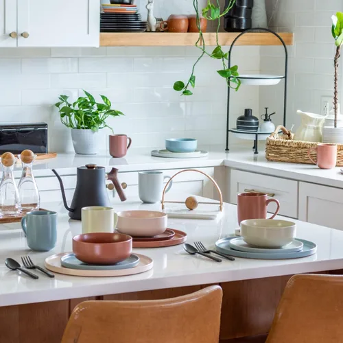 Vista 6 de Everything Kitchens Colección moderna de vajilla plana (Indio, juego de vajilla de 12 piezas)