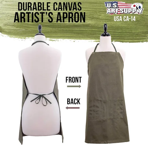 Vista 2 de U.S. Art Supply Large Canvas Adjustable Artist Apron - Size: 27" x 21