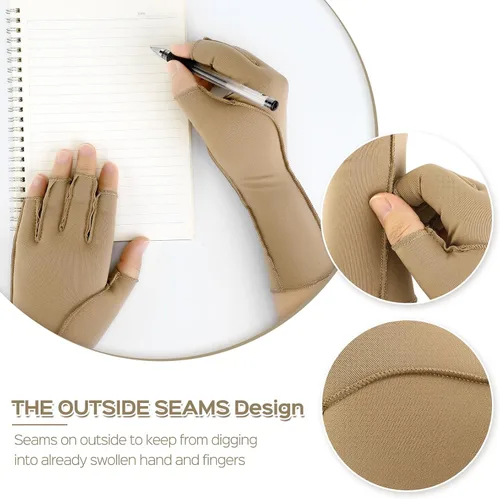 Vista 4 de Janmercy 3 pares de guantes de compresión para artritis para mujeres y hombres para el dolor del túnel carpiano reumatoide, guantes sin dedos