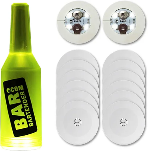 Vista 7 de 12 posavasos LED, luces LED adhesivas, luces LED para botellas, luces para botella de licor de vino, chispas de botella para champán, fiesta, bar