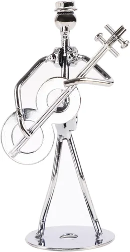 Vista 8 de Pequeña escultura de hierro, músico de metal, decoración de figuras de arte, regalo de estatua de hombre musical, exhibición para escritorio