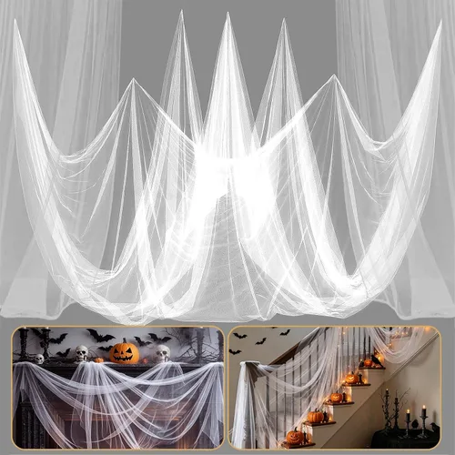 Vista 18 de 2Pcs 13x10ft Ultra-fine Mesh Mosquito Net, for Halloween Black Gauze Cloth Negro