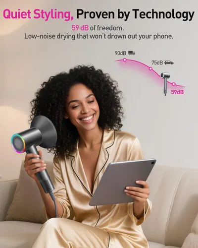 Vista 6 de Secador de pelo de plasma para cabello largo de mujer, estilo para hombres y uso doméstico - 110K RPM sin escobillas de secado rápido, amigable