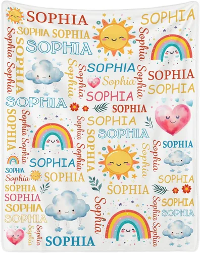 Vista 25 de Manta personalizada con nombre para adolescentes, niñas, niños, mantas de bebé personalizadas de franela ultra suave y acogedora, manta con nombre