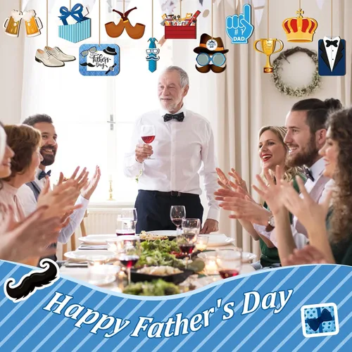 Vista 6 de Maitys 24 adornos colgantes de madera para el día del padre, decoración del día del padre, colgante colgante para el día del padre, decoraciones