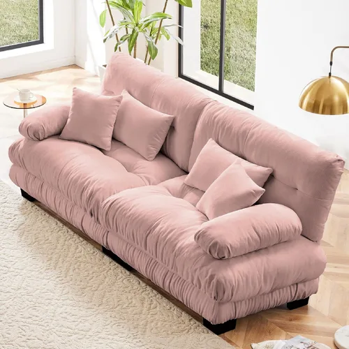 Vista 30 de KEIKI Sofá modular de 94 pulgadas con 4 almohadas, cómodo juego de sofá biplaza Cloud para sofá de asiento profundo suave y profundo, sofá biplaza