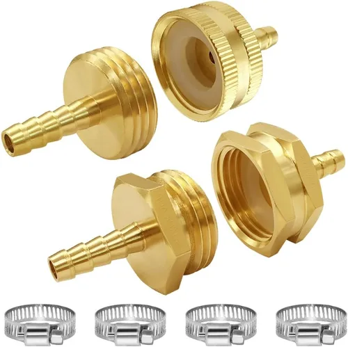 Vista 12 de Joywayus - Conector de reparación de manguera de jardín de latón de 4 piezas, púas de 1/2 pulgada x 3/4 pulgadas GHT