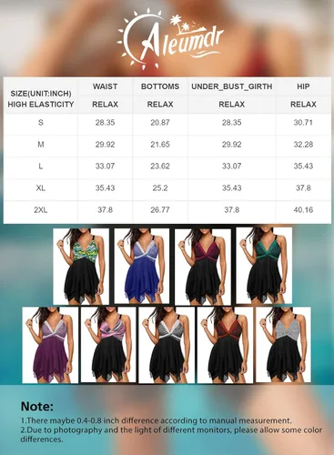 Vista 6 de Aleumdr Traje de baño retro con estampado de lunares para mujer, tankini de dos piezas con parte inferior de bikini