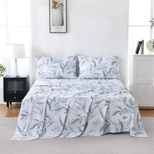 Vista 25 de Yibeizi - Juego de sábanas con estampado floral para cama de tamaño queen, sábanas de microfibra con patrón botánico boho, fundas para almohada