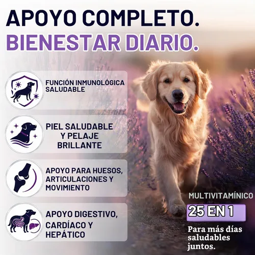 Vista 2 de Vitaminas y suplementos para perros 25 en 1, masticables multivitamínicos