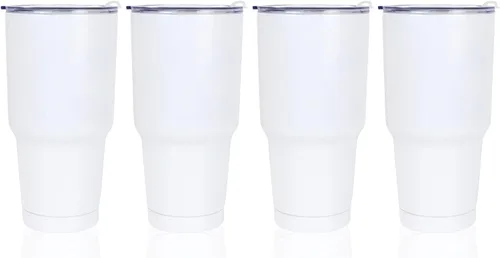 Vista 9 de Vaso de acero inoxidable de 32 onzas con asa y tapa 2 piezas Nuevo Mango Blanco