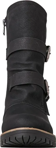 Vista 4 de GLOBALWIN Lace up Mid Calf Motorcycle Fashion Festival Boots Combat Riding Military Boots for Women