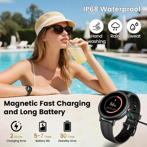 Vista 3 de Reloj inteligente para mujeres, rastreador de actividad física HD de 1.27" pulgadas con llamadas Bluetooth (respuesta y realizar), reloj inteligente