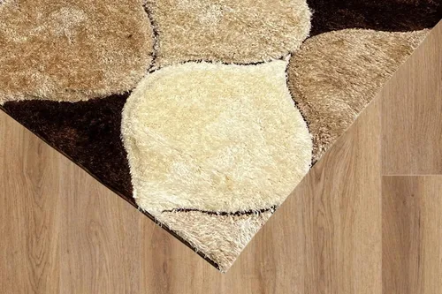 Vista 6 de Alfombra de área 4D color marrón de 5 x 7 pulgadas, felpa gruesa y suave y moderna, resistente a las manchas, fácil de limpiar y hecha a máquina