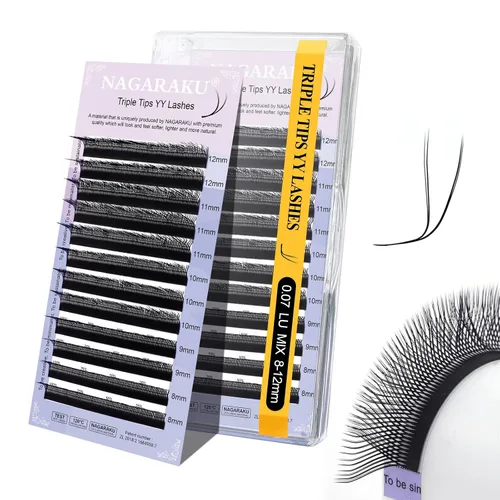 Vista 94 de NAGARAKU YY - Extensiones de pestañas, suministros Y, Lash 4D, Easy Fan, pestañas cruzadas de volumen ruso, pestañas YY, tejidas a mano, malla