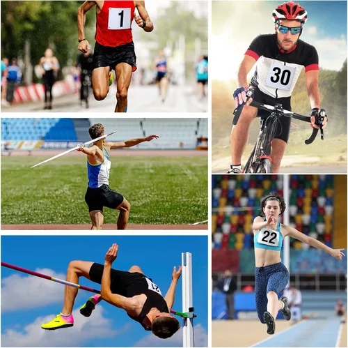 Vista 6 de Números de babero para correr con pasadores de seguridad para eventos de competición deportiva de maratón, resistente al desgarro, impermeable, 6 x