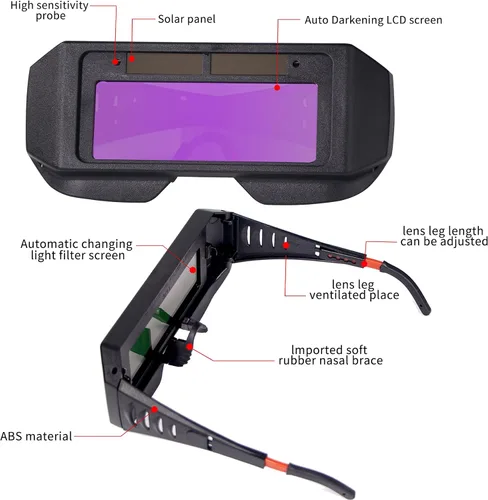 Vista 3 de T TOVIA Gafas de soldador LCD y casco de soldadura con protección solar de seguridad lentes de oscurecimiento automático para lugares de trabajo