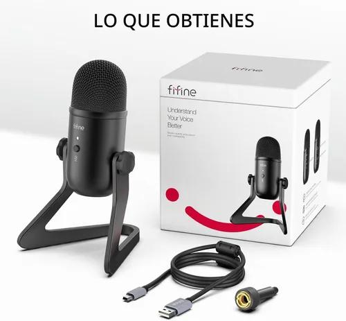Vista 5 de FIFINE Micrófono de podcast USB K678 para grabación en streaming