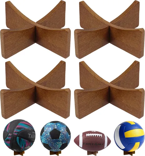 Vista 8 de Soporte de pelota para exhibición, soporte de baloncesto, soporte de exhibición de fútbol, soporte de madera para almacenamiento de pelotas