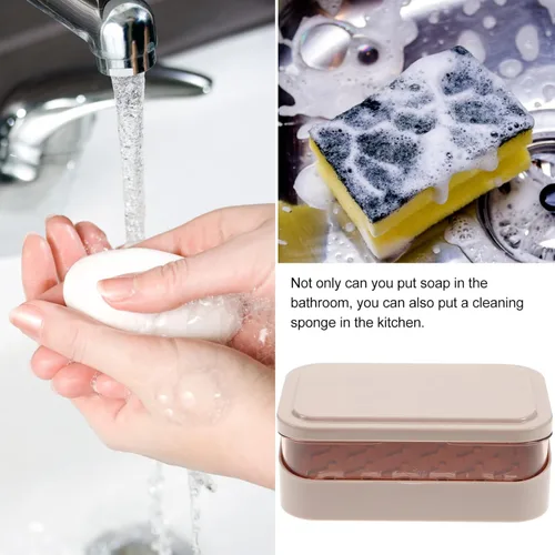 Vista 8 de DOITOOL Soporte para jabón con tapa, barra de jabón, contenedor y protector para baño, cocina, fregadero, ducha, bañera, caja abatible con drenaje