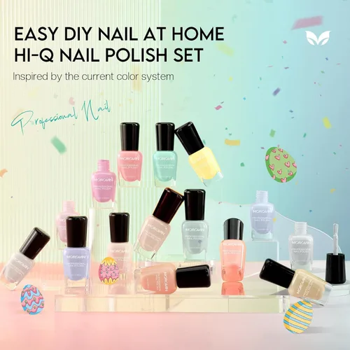 Vista 9 de Morovan Juego de esmaltes de uñas para uñas de manos: 15 colores de esmalte de uñas pastel macaron, kit de esmalte de uñas de invierno, esmalte