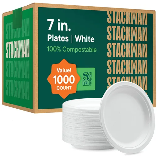 Vista 10 de Cuencos de papel 100% compostables de 12 oz. [1000 unidades] Cuencos para sopa resistentes de color blanco natural, cuencos de bagazo no blanqueados