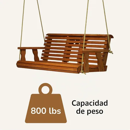 Vista 5 de Porchgate Amish - Columpio de porche tratado para consola de 800 libras con cuerdas para colgar (mancha de cedro)