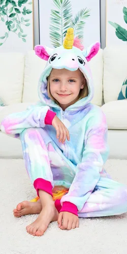 Vista 5 de Pijama unisex de unicornio para niños, disfraz de Halloween