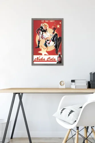 Vista 6 de Fallout 4 - Póster de pared de Nuka Cola - Zap That Thirst!, 22.4 pulgadas de largo x 14.7 pulgadas de ancho, versión enmarcada de madera de granero
