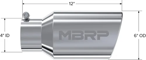 Vista 2 de MBRP T5073 Punta de escape con extremo rodado en ángulo de 6 pulgadas O.D. (T304)