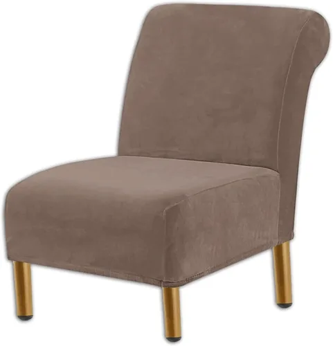 Vista 11 de Funda para silla decorativa sin brazos, de terciopelo elástico, extraíble, lavable, protector moderno de muebles con parte inferior elástica