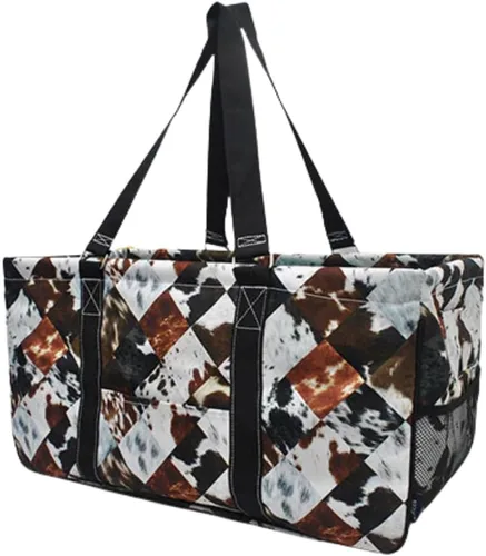 Vista 81 de NGIL Bolsa de comestibles reutilizable extra grande plegable de gran tamaño para comestibles, almacenamiento, picnic, playa, Estampado de vaca