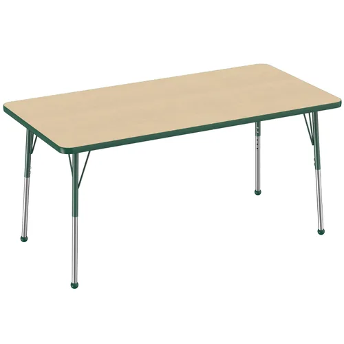Vista 171 de FDP - Mesa rectangular para actividades escolares y de oficina (24 x 36 pulgadas), patas estándar con deslizadores giratorios, altura ajustable
