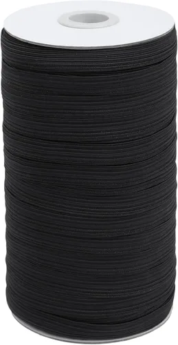 Vista 12 de Coopay Bandas elásticas planas de 45 yardas de largo, 1/2 pulgada de ancho, cuerda elástica plana para coser proyectos de bricolaje, artes y Negro