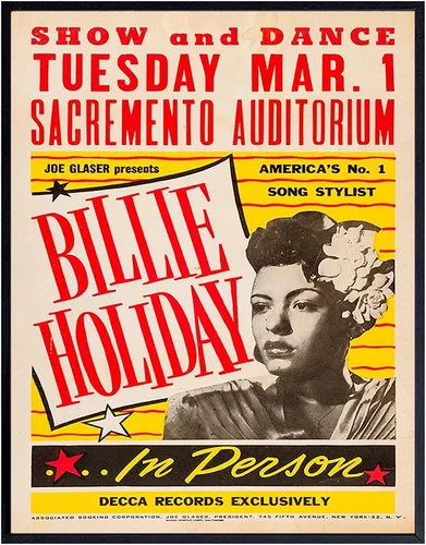 Vista 9 de Arte de pared Billie Holiday ENMARCO - Póster de Billie Holiday - Carteles de conciertos vintage - Arte de pared afroamericano, regalos de músico