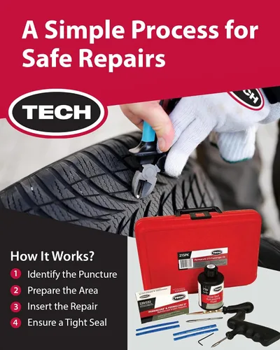 Vista 7 de TECH PermaCure - Kit de reparación de neumáticos, 50 tapones y herramientas, kit de reparación permanente de neumáticos