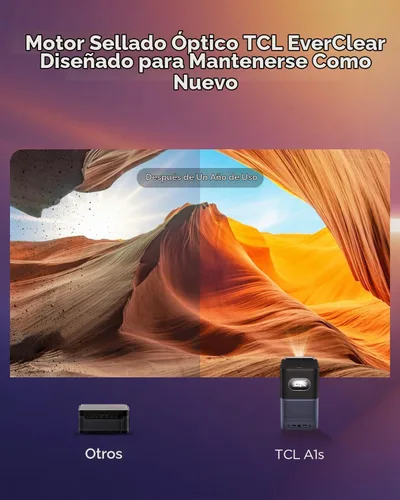 Vista 5 de TCL Proyector inteligente A1s compatible con 4K, compatible con Google TV y Netflix, WIFI y Bluetooth, enfoque automático Keystone, Native 1080p