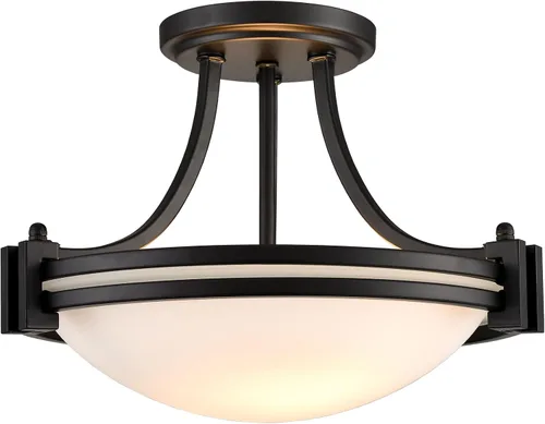 Vista 13 de Lámpara de techo de montaje empotrado moderna de oro 12 pulgadas lámpara de techo de vidrio lechoso 2 luces lámpara de techo de latón