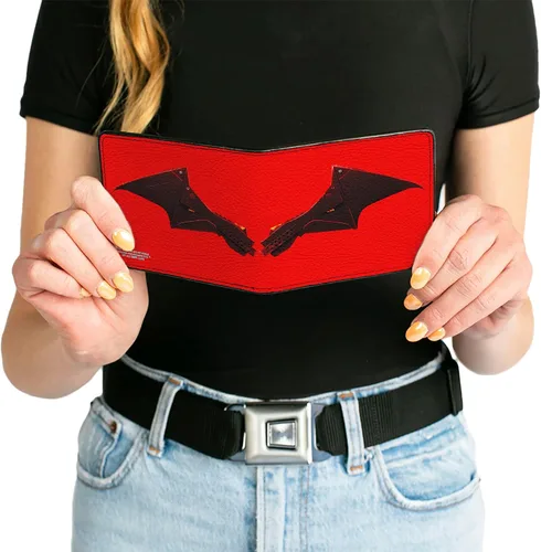 Vista 6 de Buckle-Down Cartera Bifold PU The Batman Película Murciélago Alas Desgastado Rojo Negro, Batman