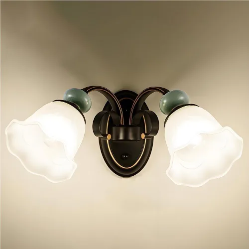 Vista 8 de Black Metal Retro Wall Light Glass Shade Hardwired Farmhouse Bedroom Bedside Light Fixture Indoor Hallway Living Room Sconce Vintage Edison Bulb