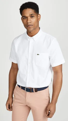 Vista 2 de Lacoste Camisa de manga corta Oxford con cuello abotonado y ajuste regular para hombre
