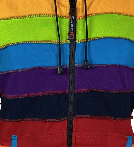 Vista 3 de Agan Traders Sudadera con capucha para mujer, diseño bohemio, de algodón, con estampado de arco iris, estilo gitano hippie